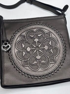 BRIGHTON Ferrara Collection Crossbody Organizer Pewter Leather $475